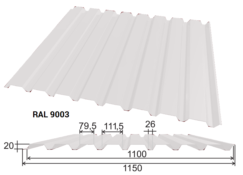 Сп 20. Профнастил сп20. Сп20-1100. RAL 9003 профлист. Профилированный лист сп20
