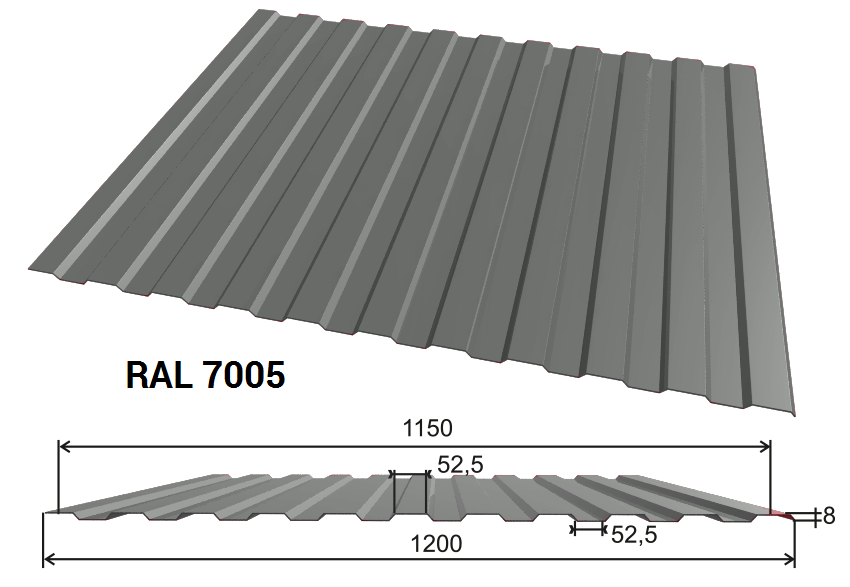 Высота 8мм. Профнастил с-8 1180 (1150)х4000 оц-0,45. Профлист с8 ширина листа. Профнастил с-8 оц 0,5х1200х6000мм RAL 7004. Профнастил с20в 0.45 pe RAL 1015.